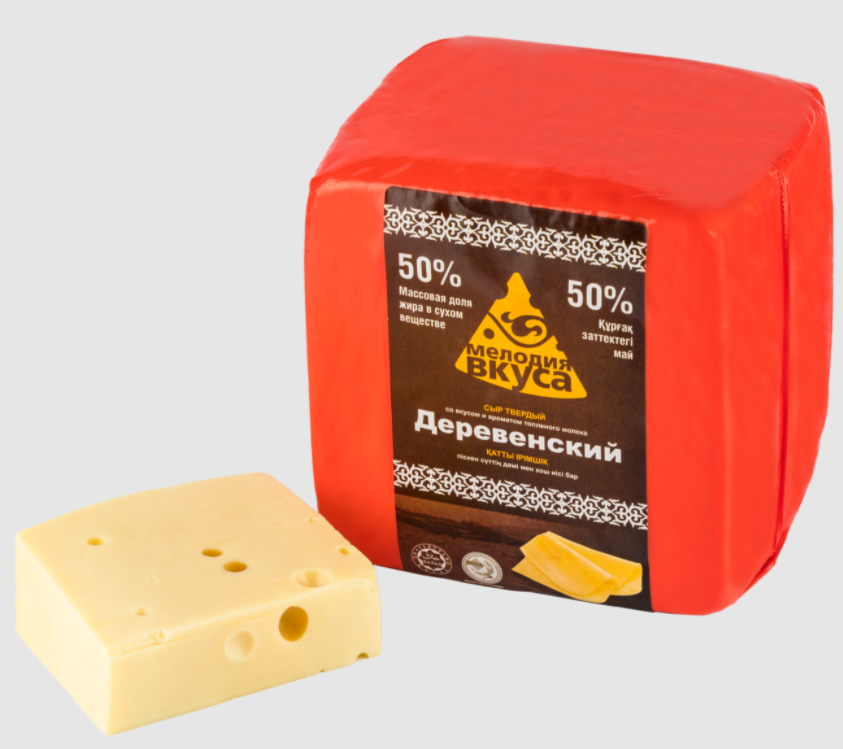 Деревенский 50% ~3 кг. сыр твёрдый ТМ Мелодия вкуса, вес. /кор.5 шт.