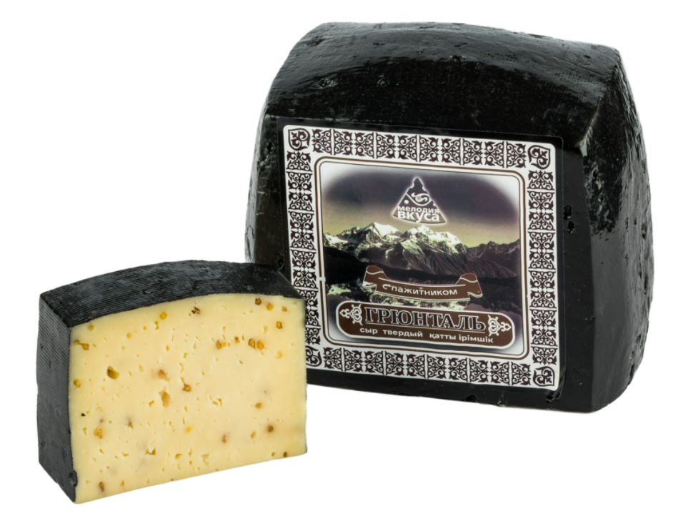 Грюнталь с пажитником 45% ~2,5 кг. сыр твёрдый ТМ Мелодия вкуса, вес. /кор.6 шт.