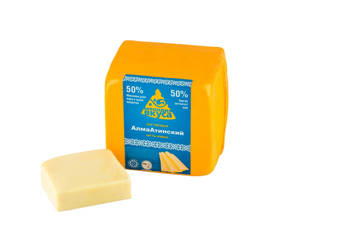 АлмаАтинский 50% ~2,5 кг. сыр твёрдый ТМ Мелодия вкуса, вес. /кор.5 шт.